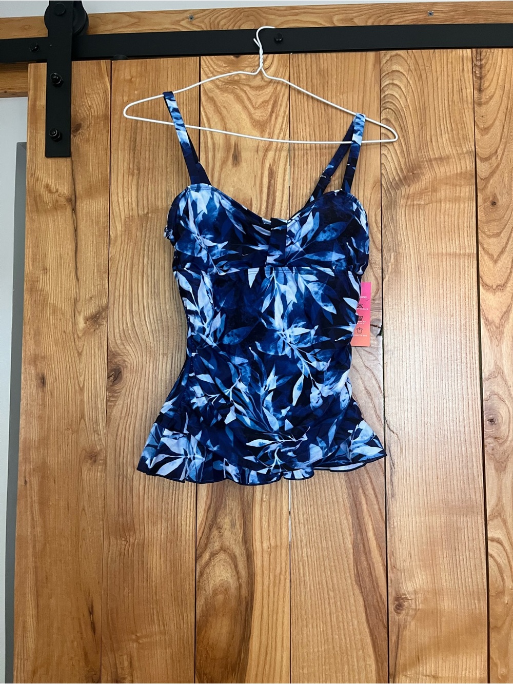 Blue Floral Peplum Swim Top -  Women's